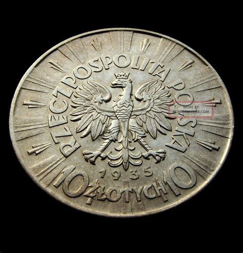 Poland Iirp 10 Zlotych 1935 Pilsudski Silver 750 22 G Ø 34 Mm