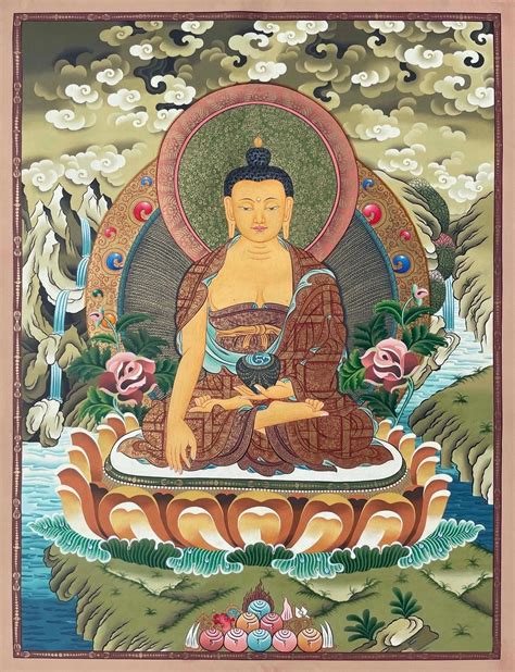 Shakyamuni Buddha Thangka (Brocadeless Thangka) | Exotic India Art