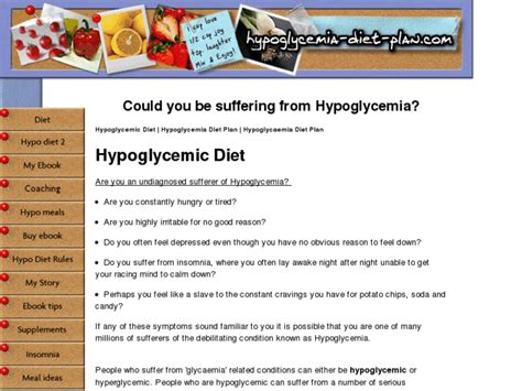 Printable Hypoglycemia Food List