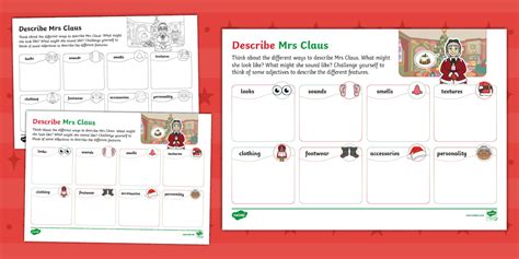 Mrs Claus KS1 Adjectives Worksheet Hecho Por Educadores