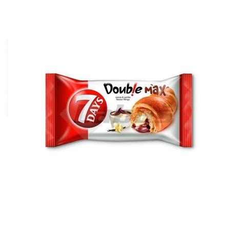 7 Days Double Max Croissant s kakaovou náplňou a s náplňou s vanilkovou ...