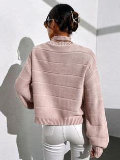 Mock Neck Drop Shoulder Sweater In 2024 Drop Shoulder Sweaters