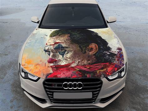 The Joker Face Car Hood Wrap Vinyl Decal Full Color Graphics Etsy