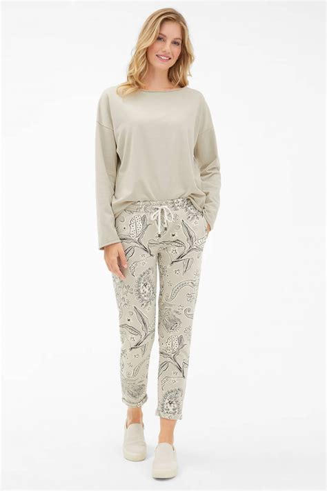 Juvia Sweatpants Mit Tropical Print In Graugrün Gruener At