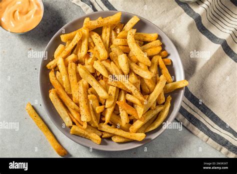 Homemade Spicy Cajun French Fries With Mayo Stock Photo Alamy