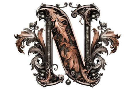 Premium Photo Letter N Gothic Style On White Background