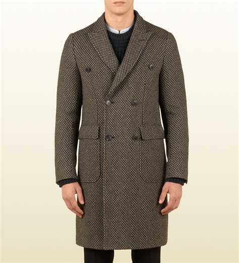 Gucci Double Breasted Overcoat In Brown For Men Lyst