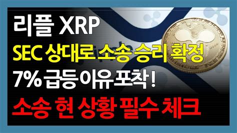 리플 Xrp Sec 상대로 소송 승리 확정 7 급등 이유 포착 소송 현 상황 필수 체크 Youtube