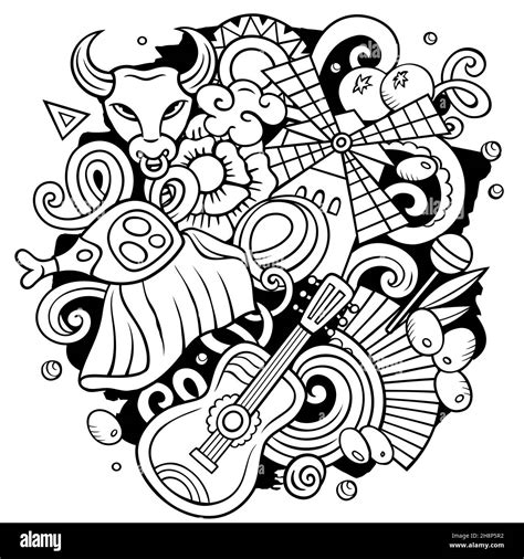 Spain Hand Drawn Cartoon Doodle Illustration Stock Vector Image Art