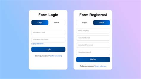 Membuat Form Login Registrasi Menggunakan Html Css Dan Javascript