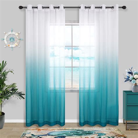 Amazon KOUFALL Teal Curtains 84 Inch Length For Bedroom Coastal