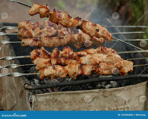 Appetizing Meat On Skewers Stock Photo Image Of Summer