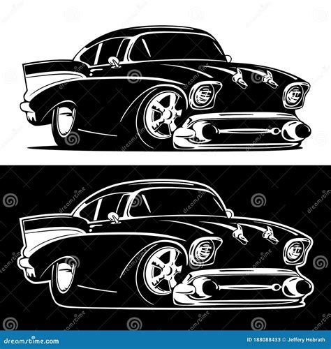 Black and White Classic American Hot Rod Cartoon Isolated Vector Illustration Stock Vector ...