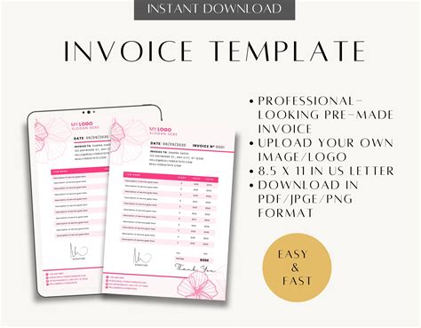 Invoice Template Small Business Custom Order Invoice Template Etsy