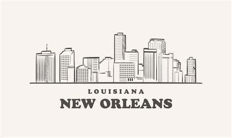 Premium Vector New Orleans Skyline Louisiana Drawn Sketch