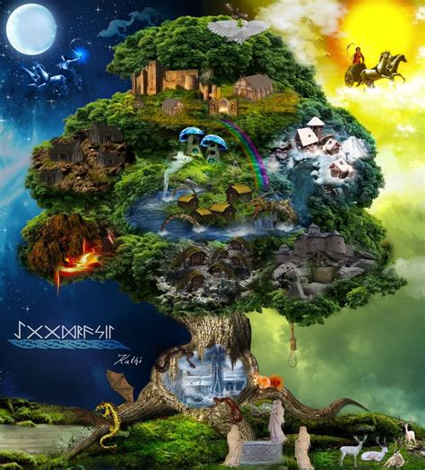 The Legend Of Yggdrasil By Kathamausl On Deviantart Yggdrasil Tree Norse Yggdrasil