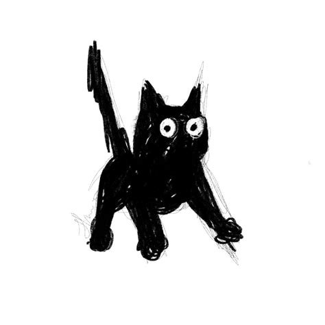Cute Black Cat Drawing