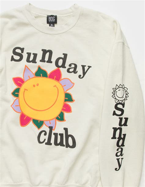 Bdg Urban Outfitters Sunday Club Mens Crew Neck Sweatshirt Stone Tillys