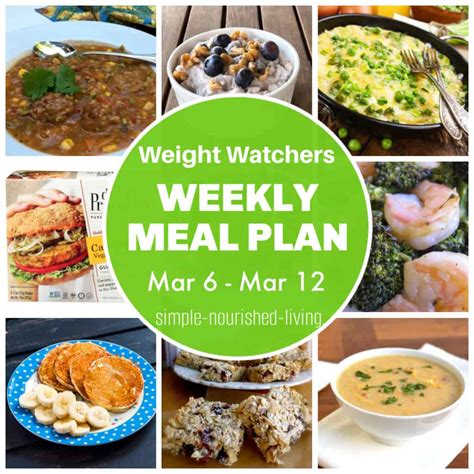 WeightWatchers Weekly Meal Plan Mar 25 Mar 31