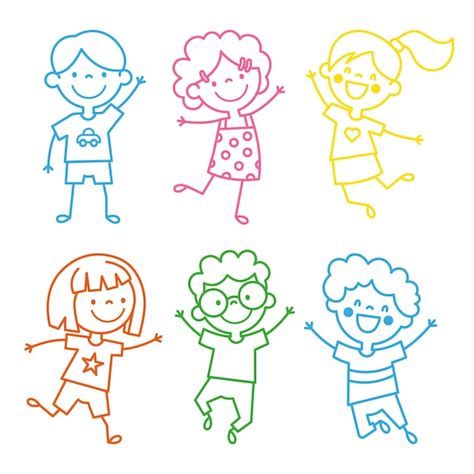 Premium Vector Colorful Set Of Cartoon Character Happy Boys And Girls