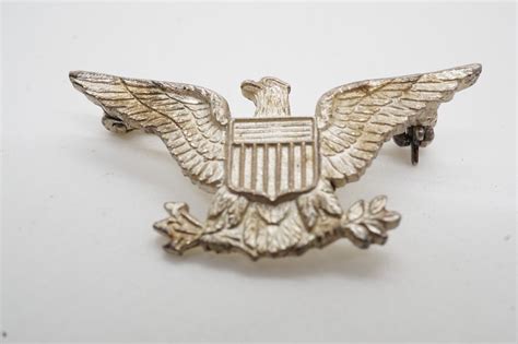 WWII Sterling Army Colonel Rank War Eagle Shoulder Insignia NICE SHAPE ...