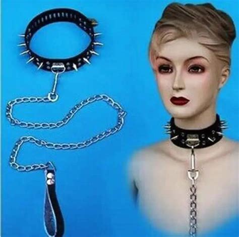 Black Pu Leather Slave Neck Collars Collar Ring Sex Toys For