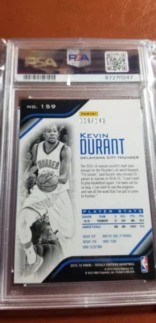 Panini Totally Certified Kevin Durant Specchio Rosso Psa