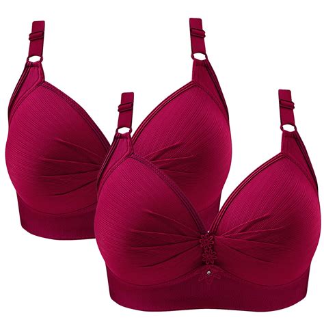 Erwazi 2 Pack Womens Plus Size Wireless Bras Full Figure Push Up Bras Comfort Bralette Everyday