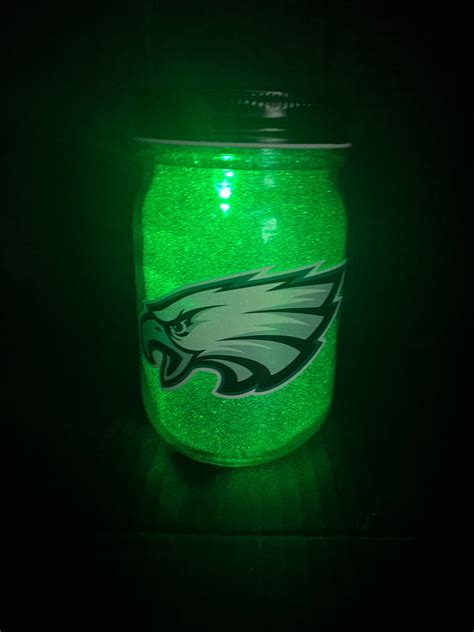 Philadelphia Eagles Led Lighted Mason Jar Etsy Uk