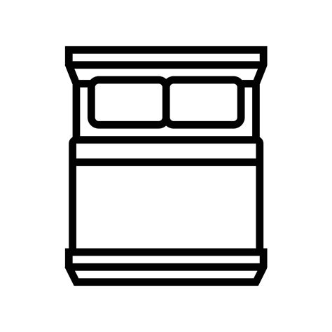 Double Bed Top View Line Icon Vector Illustration Vector Art