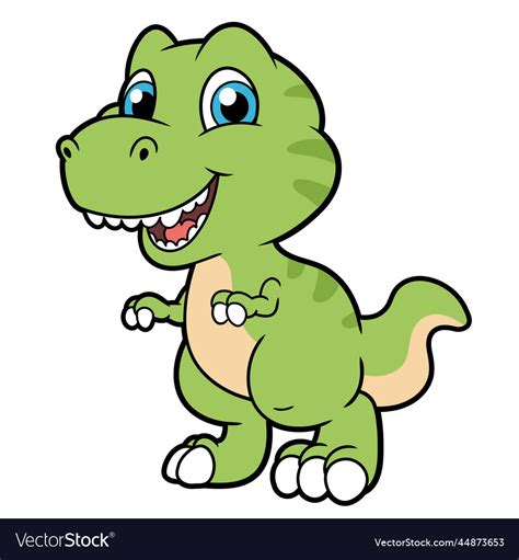 Cute baby t-rex character on white background 2 Vector Image