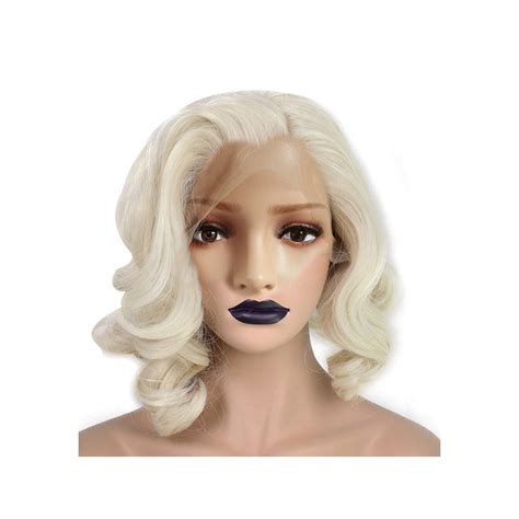 Perruque courte bouclée blonde claire dentelle devant Super X Studio