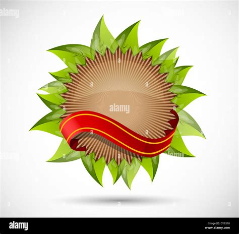 Design Element With Red Label And Leaves Stock Photo Alamy