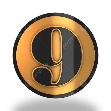 Gold Numbers 3d Png 3d Black Gold Pin Number Nine Gold 3d Number