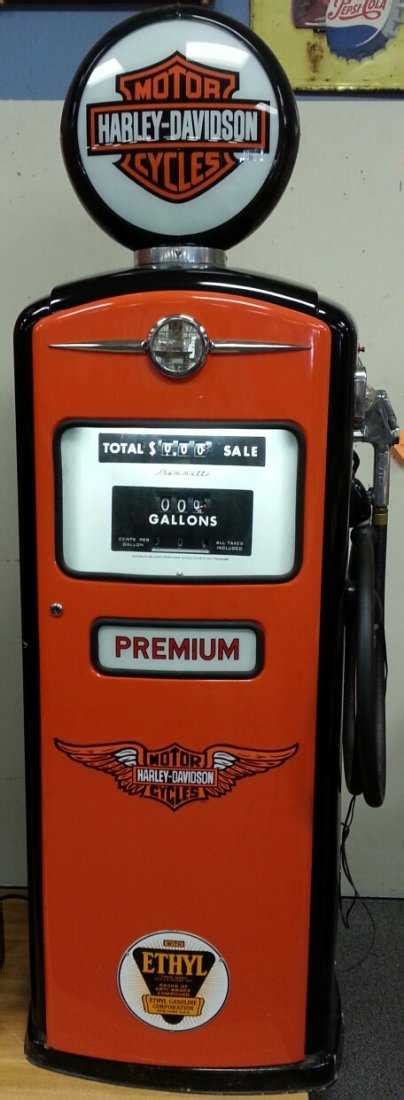 Restored Harley Davidson Bennett Gas Pump