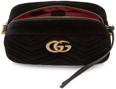 Gucci Black Velvet GG Marmont 2.0 Camera Bag | Bags, Gucci black ...