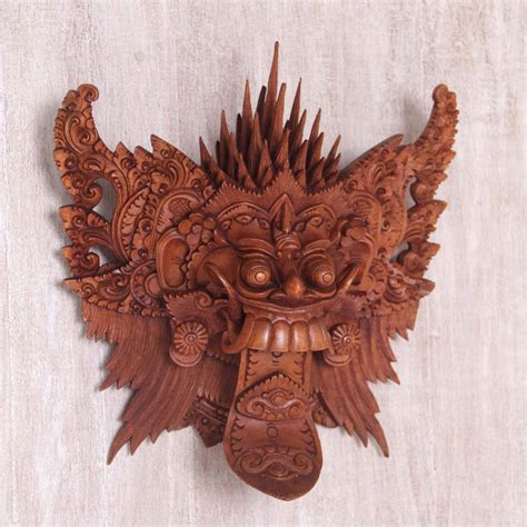 Unicef Market Hand Carved Suar Wood Wall Mask From Indonesia Queen