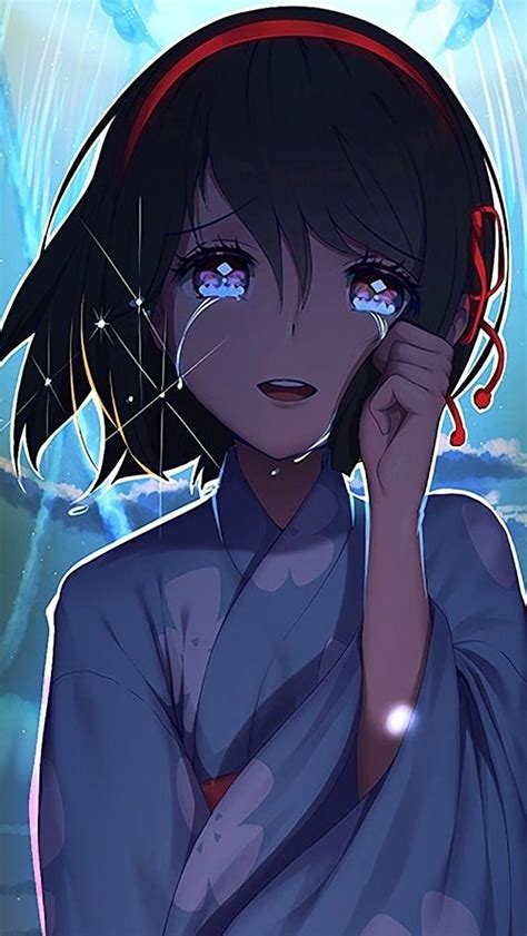 Anime Sad Girl Blue Background Animation HD Phone Wallpaper Peakpx