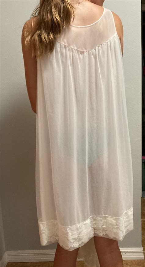 Vintage Lingerie Set White Peignoir And Match Sheer Gem