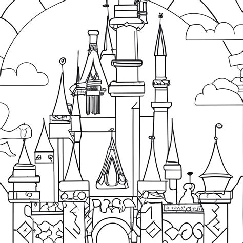 Disney Castle Coloring Page Black And White Simple Design Creative