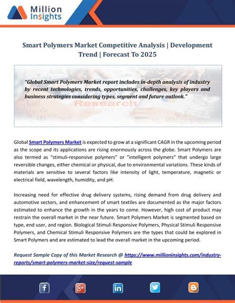 Smart Polymers Market Competitive Analysis Development Trend Forecast