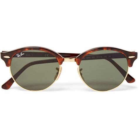 Ray Ban Clubmaster Round Frame Tortoiseshell Acetate And Gold Tone Sunglasses