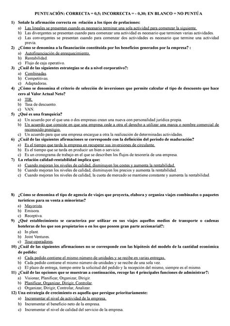 Examen 6 Junio 2013 Preguntas Y Respuestas CORRECTA INCORRECTA EN