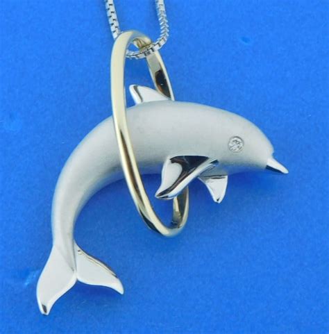 Alamea Dolphin Hoop Pendant Sterling Silver And 14k Gold 2 Tone