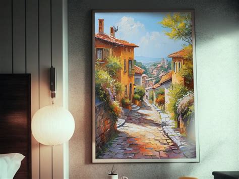 Colorful Small Town Street Art Poster American Romanticism Landscape