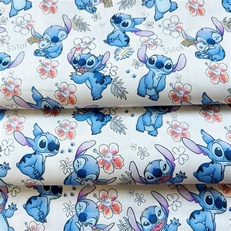 Caroon Disney Lilo Stitch Cotton Fabric Printed Plain Sewing Etsy