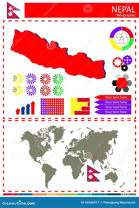 Vector Nepal Country Map Flag Graph Concept Stock Illustration