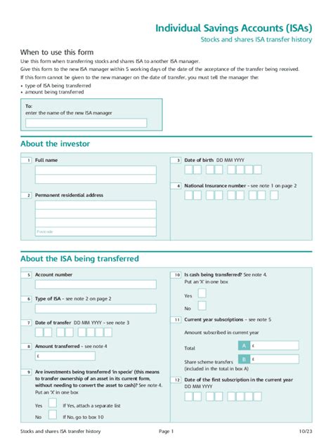 Fillable Online Isa Transfer History Forms Fax Email Print Pdffiller