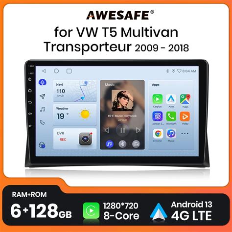 Awesafe Wireless Carplay Android Auto Radio For Vw Multivan T