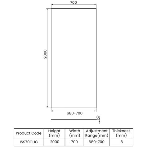 Impey Supreme Glass Wet Room Panel Iss70cuc 700mm 8mm Clear